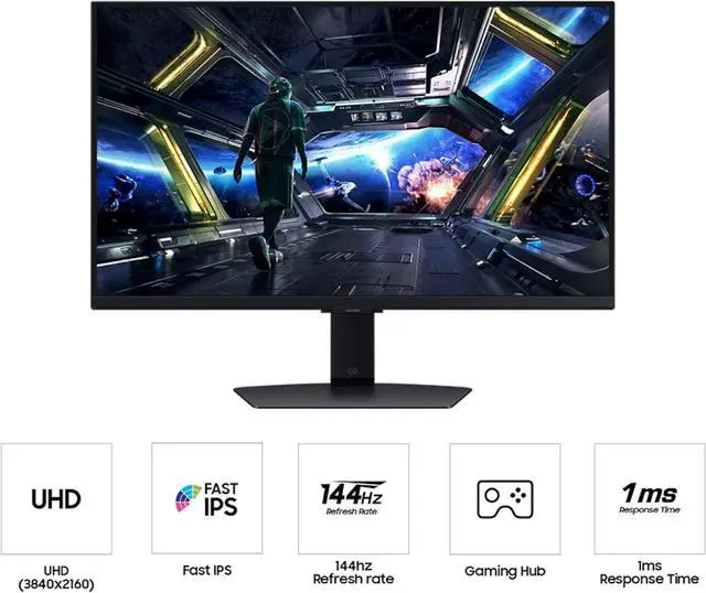 Main image of Samsung 27" Odyssey G7 (G70D) Gaming Monitor 4K UHD IPS 144Hz 1ms(GtG) Smart Gaming Monitor, G-Sync Compatible, AMD Freesync Premium, Vivid Colors, Adjustable Stand, Black Equalizer, LS27DG702ENXZA