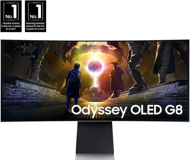 Main image of Samsung Odyssey G8 34" WQHD 175Hz 0.03ms GTG Curved OLED G-Sync/FreeSync Gaming Monitor-LS34DG850SNXZA- Silver