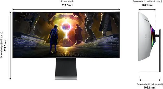Alt view image 5 of 5 - Samsung Odyssey G8 34" WQHD 175Hz 0.03ms GTG Curved OLED G-Sync/FreeSync Gaming Monitor-LS34DG850SNXZA- Silver