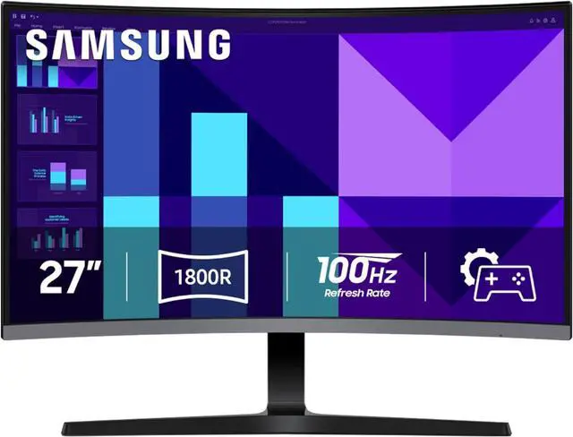Main image of Samsung 27" Essential S3 (S36GD) Series FHD 1800R Curved Computer Monitor, 100Hz, Game Mode, Advanced Eye Comfort, HDMI and D-sub Ports, LS27D366GANXZA