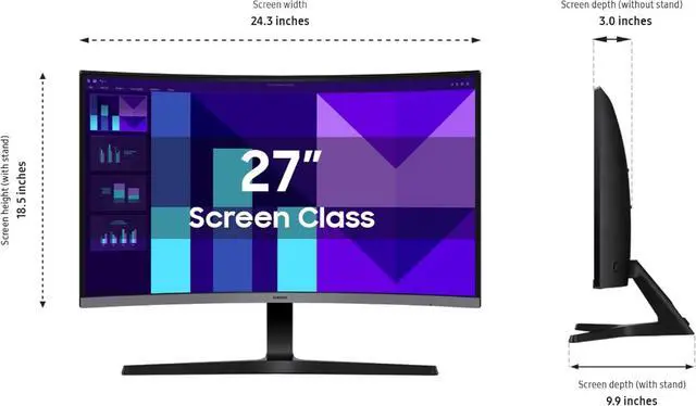 Alt view image 9 of 15 - Samsung 27-inch S3 (S39GD) FHD 100Hz Curved Monitor, Game Mode, Eye Saver Mode, Multiple Connectivity with HDMI Port, Built-in Speakers, LS27D396GANXZA