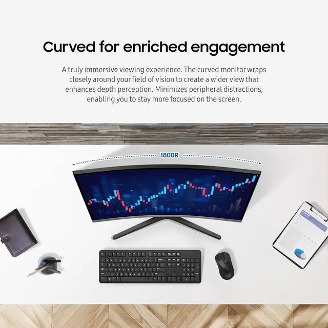 Alt view image 7 of 15 - Samsung 27-inch S3 (S39GD) FHD 100Hz Curved Monitor, Game Mode, Eye Saver Mode, Multiple Connectivity with HDMI Port, Built-in Speakers, LS27D396GANXZA