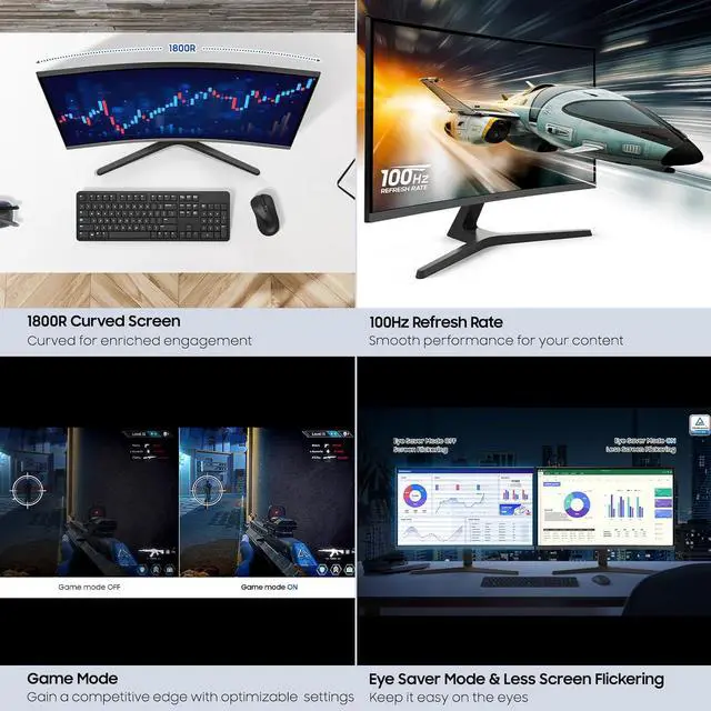 Alt view image 8 of 15 - Samsung 27-inch S3 (S39GD) FHD 100Hz Curved Monitor, Game Mode, Eye Saver Mode, Multiple Connectivity with HDMI Port, Built-in Speakers, LS27D396GANXZA
