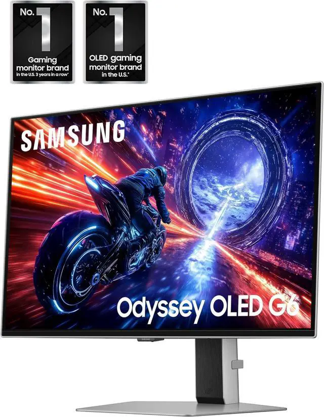 Alt view image 3 of 17 - SAMSUNG 27" Odyssey QD-OLED G6 (G60SF) QHD Max 500Hz Gaming Monitor 0.03ms FreeSync Premium & G-Sync Compatible 99% (CIE1976)