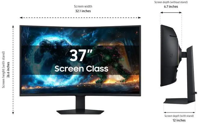 Alt view image 5 of 16 - SAMSUNG 37" 165 Hz 3840x2160 VA WUHD Curved Gaming Monitor FreeSync Premium Pro (AMD Adaptive Sync) sRGB 99% Odyssey G7 G75F LS37FG75DENXZA