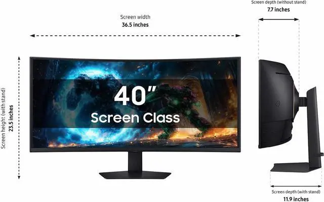 Alt view image 3 of 16 - SAMSUNG 40" Odyssey G7 G75F 5120 x 2160 WUHD 180Hz FreeSync Premium Pro Curved Gaming Monitor LS40FG75DENXZA