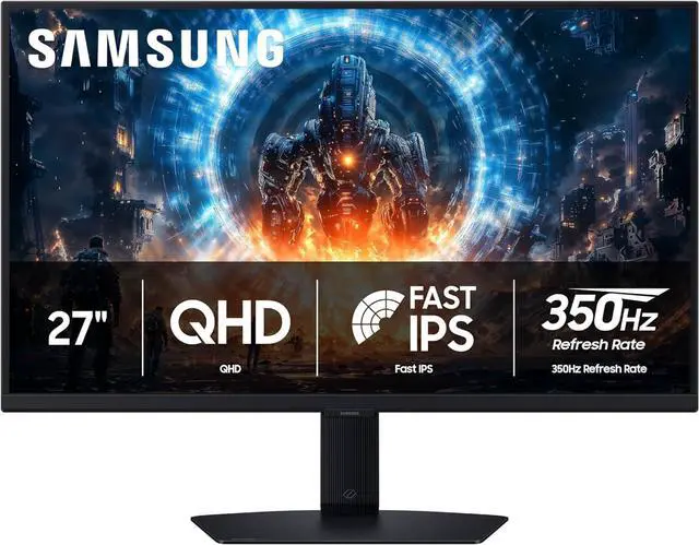 Main image of SAMSUNG 27” Odyssey G6 G60F QHD Resolution Gaming Monitor, 350Hz Refresh Rate, Fast IPS Panel, VESA DisplayHDR™ 400, NVIDIA G-Sync Compatible, AMD FreeSync™ Premium, Ergonomic Stand, LS27FG60DENXZA