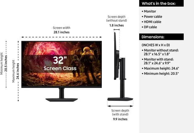 Alt view image 18 of 18 - SAMSUNG 32"Odyssey G5 G50F QHD Fast IPS 180Hz G-Sync Compatible Gaming Monitor,1ms, HDR10, Ergonomic Stand, tilts, LS32FG502ENXZA