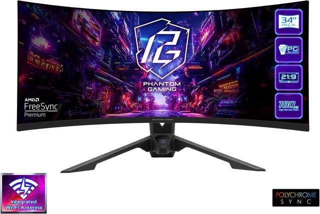 Alt view image 3 of 9 - ASRock Phantom Gaming 34" 180 Hz VA WQHD Gaming Monitor FreeSync Premium (AMD Adaptive Sync) 123% sRGB / 94% DCI-P3 PG34QRT3A