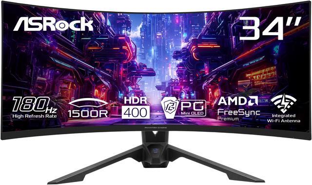 Main image of ASRock Phantom Gaming 34" 180 Hz VA WQHD Gaming Monitor FreeSync Premium (AMD Adaptive Sync) 123% sRGB / 94% DCI-P3 PG34QRT3A
