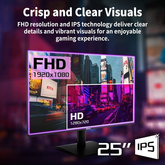 Alt view image 4 of 13 - ASRock 24.5" 144Hz IPS FHD Gaming Monitor FreeSync (AMD Adaptive Sync) sRGB 99% Challenger Series CL25FFBE