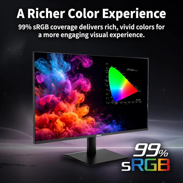 Alt view image 3 of 13 - ASRock 24.5" 144Hz IPS FHD Gaming Monitor FreeSync (AMD Adaptive Sync) sRGB 99% Challenger Series CL25FFBE