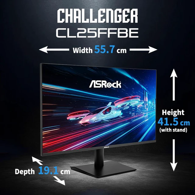 Alt view image 2 of 13 - ASRock 24.5" 144Hz IPS FHD Gaming Monitor FreeSync (AMD Adaptive Sync) sRGB 99% Challenger Series CL25FFBE