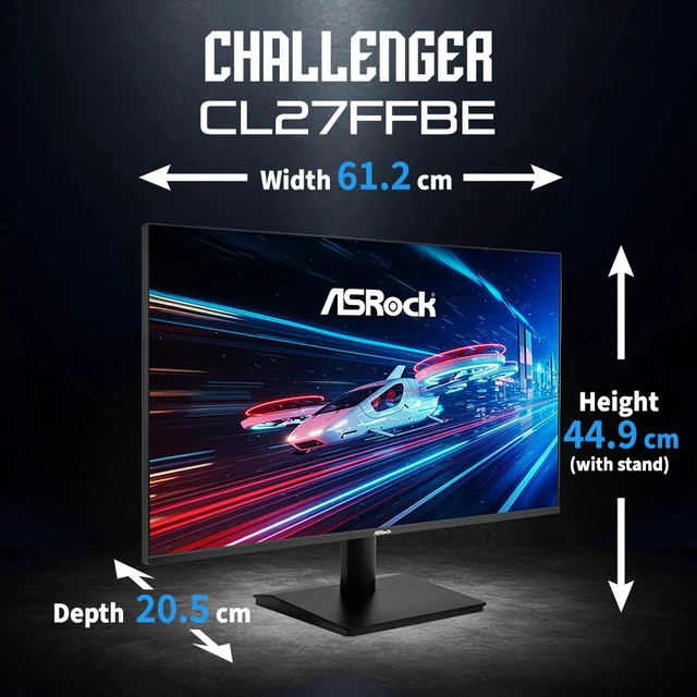 Alt view image 2 of 12 - ASRock 27" 144Hz IPS FHD Gaming Monitor FreeSync (AMD Adaptive Sync) sRGB 99% Challenger Series CL27FFBE