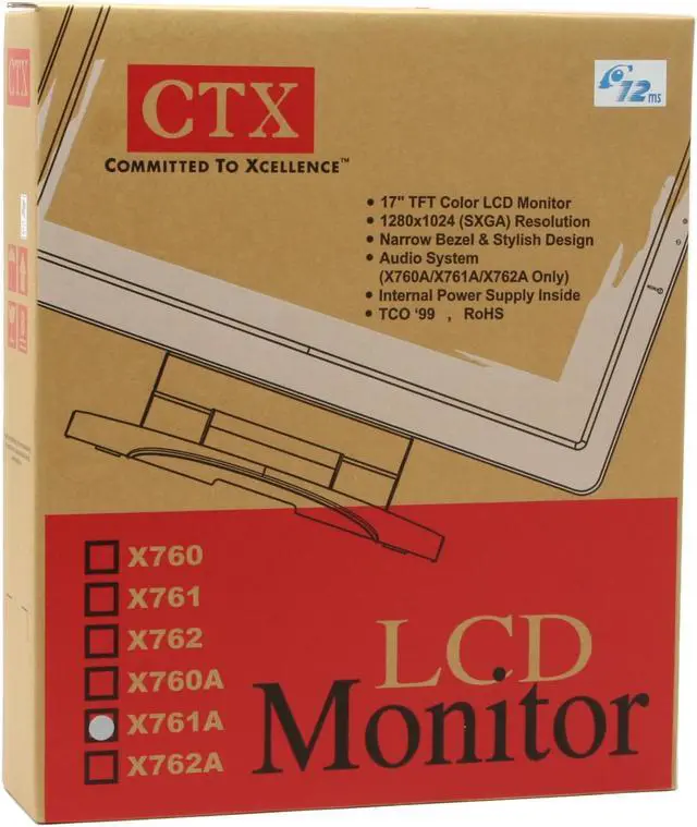 Alt view image 10 of 10 - CTX 17" Active Matrix, TFT LCD SXGA LCD Monitor 12 ms D-Sub X761A
