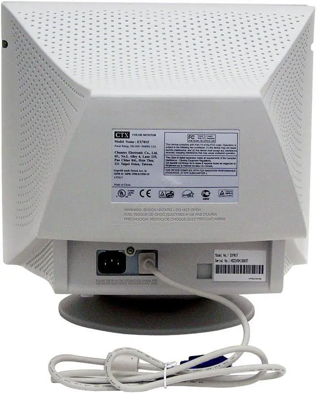 Alt view image 5 of 6 - CTX EX701F Beige 17" CRT Monitor 0.25mm Diagonal Dot Pitch (0.20mm Horizontal Dot Pitch) Dot Pitch D-Sub