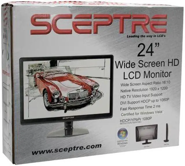 Alt view image 12 of 12 - SCEPTRE X24WG-1080P Black 24" 2ms Widescreen LCD Monitor 300 cd/m2 4000:1 w/ Built in Speakers & HDCP Support, US Warranty