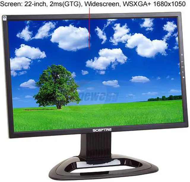 Alt view image 3 of 12 - SCEPTRE X22HG-Naga Black 22" 2ms(GTG) Widescreen LCD Monitor 300 cd/m2 2000:1  (DCR), US Warranty