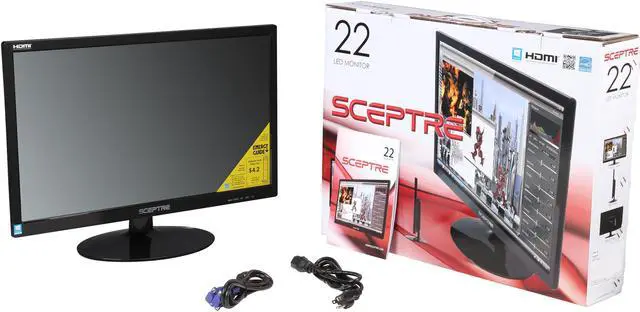 Alt view image 6 of 6 - SCEPTRE E225W-1920 Black 22" 5ms HDMI Widescreen LED Backlight LCD Monitor 250 cd/m2 DCR 5,000,000:1 (1000:1) Built-in Speakers, US Warranty