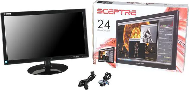 Alt view image 7 of 7 - SCEPTRE E248W-19208A Black 24" 5ms (GTG) HDMI Widescreen LED Backlight LCD Monitor 250 cd/m2 DCR 5,000,000:1 (1,000:1), US Warranty