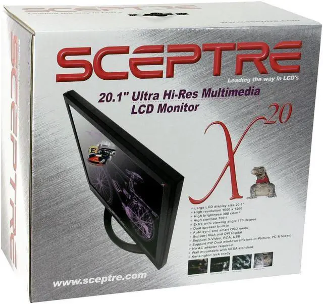 Alt view image 9 of 9 - SCEPTRE X20G-Naga II Black 20" 16ms LCD Monitor 300 cd/m2 700:1, US Warranty