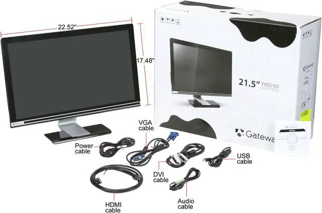 Alt view image 8 of 8 - Gateway FHD2102bmidgz Black 21.5" 5ms HDMI Widescreen Full HD 1080P LCD Monitor w/ Built in Speakers 300 cd/m2 20000:1(DC) w/ Built in USB ports