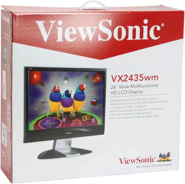 Alt view image 13 of 13 - ViewSonic VX2435WM Piano Black 24" 8ms Widescreen FULL HD 1080p HDMI (w/HDCP) LCD Monitor 500 cd/m2 1000:1 Built in Speakers