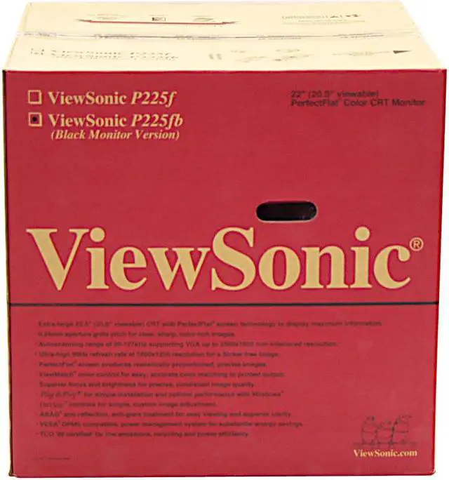 Alt view image 7 of 7 - ViewSonic P225FB Black 22" CRT Monitor 0.24mm aperture grille Dot Pitch D-Sub, BNC