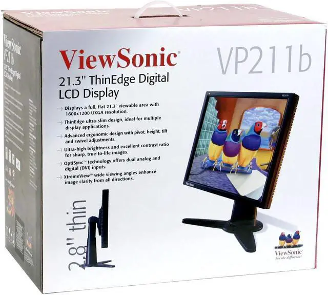 Alt view image 11 of 12 - ViewSonic 21.3" Active Matrix, TFT LCD LCD Monitor 25 ms USB 2.0 Up stream (B type) x1; Down stream (A type) x4 VP211B