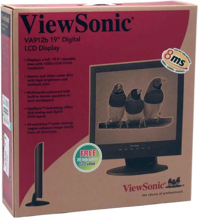 Alt view image 9 of 9 - ViewSonic 19" Active Matrix, TFT LCD SXGA LCD Monitor 8 ms D-Sub, DVI-D Value Series VA912b