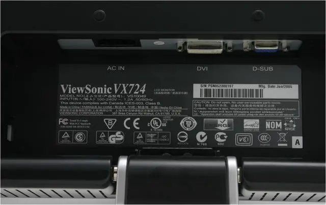 Alt view image 7 of 10 - ViewSonic 17" Active Matrix, TFT LCD SXGA LCD Monitor 3ms gray-to-gray (avg.); 6ms white-black-white (typ) D-Sub, DVI-D X Series VX724