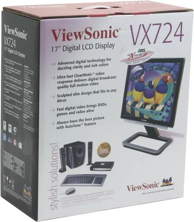 Alt view image 10 of 10 - ViewSonic 17" Active Matrix, TFT LCD SXGA LCD Monitor 3ms gray-to-gray (avg.); 6ms white-black-white (typ) D-Sub, DVI-D X Series VX724