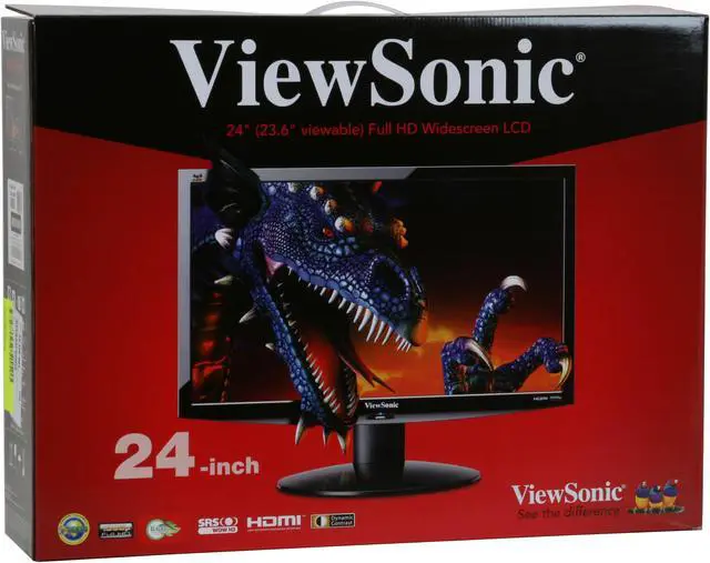 Alt view image 13 of 13 - ViewSonic X Series VX2433wm Black 23.6" 2ms(GTG); 5ms HDMI Full 1080P Widescreen LCD Monitor 300 cd/m2 DC 20000:1(1000:1) Built in Speakers
