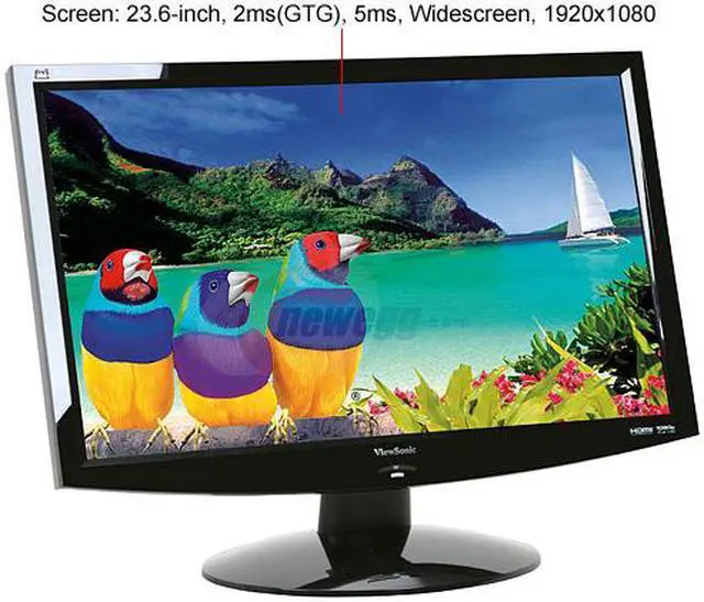 Alt view image 3 of 13 - ViewSonic X Series VX2433wm Black 23.6" 2ms(GTG); 5ms HDMI Full 1080P Widescreen LCD Monitor 300 cd/m2 DC 20000:1(1000:1) Built in Speakers