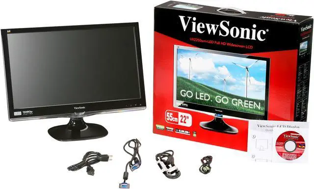Alt view image 8 of 8 - ViewSonic VX2250wm-LED Black 21.5" 5ms Full HD LED Backlight LCD monitor  Slim Design 250 cd/m2 DC 10,000,000:1 (1,000:1) w/Speakers