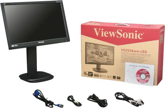 Alt view image 10 of 10 - ViewSonic VG2236wm-LED Black 22" 5ms  Full HD Height,Swivel,Pivot & Tilt Adjustable LED BackLight LCD Monitor w/Speakers 250 cd/m2 DC 20,000,000:1(1000:1)