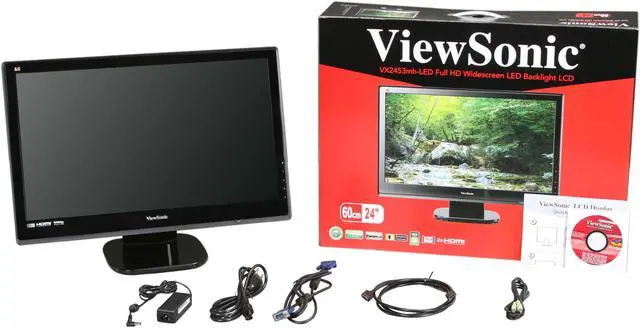 Alt view image 7 of 7 - ViewSonic VX2453mh-LED Black 23.6" Full HD HDMI LED BackLight LCD Monitor Slim Design w/Speakers 250 cd/m2 DC 30,000,000:1 (1,000:1)