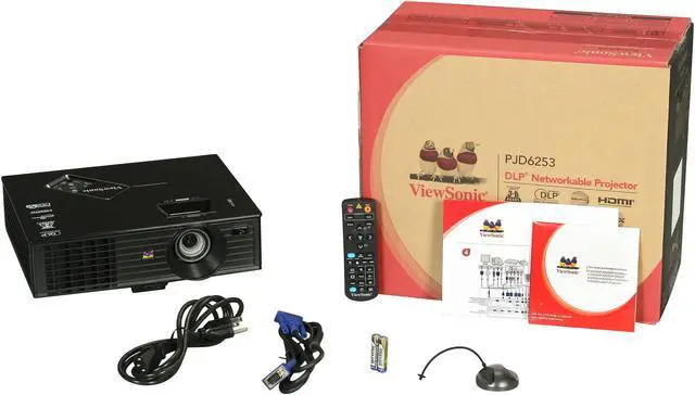 Alt view image 8 of 8 - ViewSonic PJD6253 XGA 1024 x 768 3500 ANSI Lumens DLP 3D-ready Projector 4000:1 RJ-45