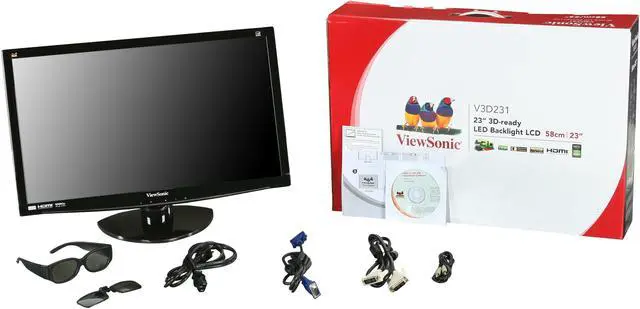 Alt view image 7 of 7 - ViewSonic V3D231 Black 23" 2ms HDMI Widescreen LED 3D Monitor 250 cd/m2 20M:1 DCR w/3D glasses and Speakers