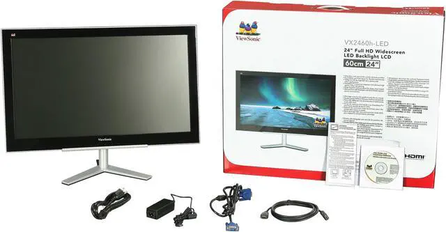 Alt view image 7 of 7 - ViewSonic VX2460h-LED Black 24" 2ms HDMI Ultra-thin Widescreen LED Monitor 250 cd/m2 DC 40,000,000:1