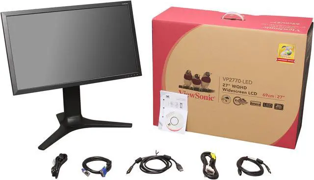 Alt view image 10 of 10 - ViewSonic VP2770-LED Black 27" 2K SuperClear IPS Monitor, 1000:1, 300cd/m2, USB&HDMI&VGA&DVI-D Display Port, VESA mountable