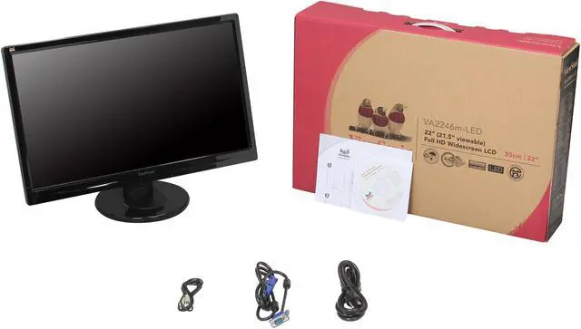 Alt view image 8 of 8 - ViewSonic VA2246M-LED Black 21.5" 5ms Widescreen LED Backlight LCD 16:9  Full HD 1080P Monitor, 250 cd/m2 1000:1 (typ.) / 10,000,000:1 (Dynamic), DVI/D-Sub, Built-in Speakers, VESA Mountable