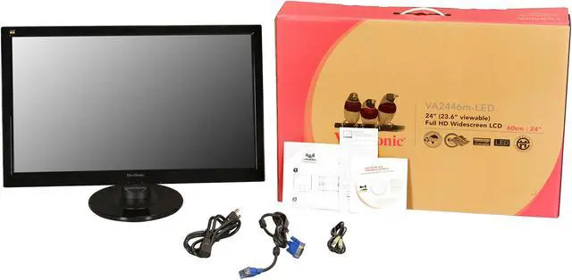 Alt view image 8 of 8 - ViewSonic VA2446M-LED 23.6" Full HD 1080P TN Monitor, 1000:1, 300 cd/m2, VGA&DVI-D, Built-in Speaker, VESA Mountable