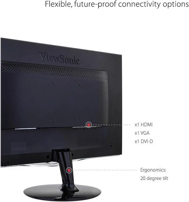 Alt view image 4 of 12 - ViewSonic VX2452MH 24 Inch 2ms 60Hz 1080p Entertainment Monitor with HDMI DVI and VGA inputs