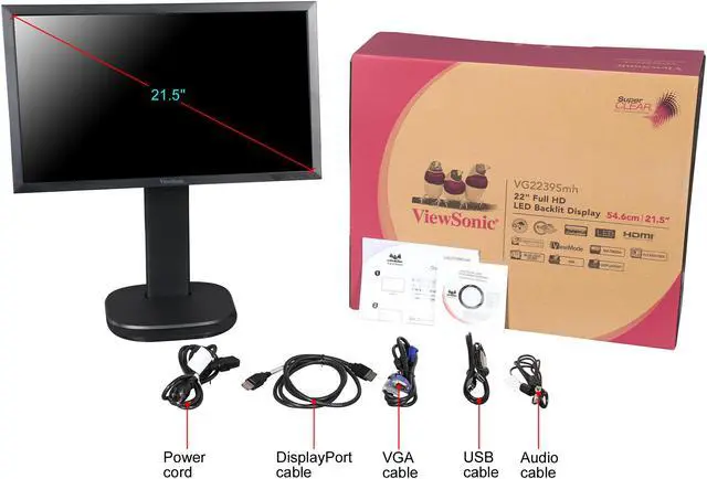 Alt view image 10 of 10 - ViewSonic 22" (Actual size 21.5") 60 Hz MVA Monitor Tile, Height, Swivel and Pivot Adjustable, VESA Mountable 6.50 ms D-Sub, HDMI, DisplayPort Flat Panel VG2239SMH