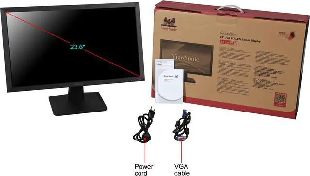 Alt view image 13 of 13 - ViewSonic VA2452SM 24 Inch 1080p LED Monitor DisplayPort DVI and VGA Inputs for Home and Office