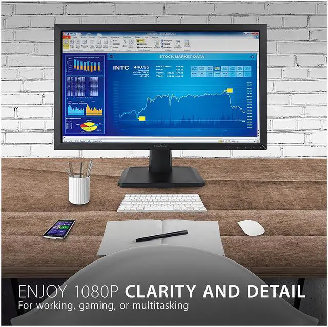 Alt view image 2 of 13 - ViewSonic VA2452SM 24 Inch 1080p LED Monitor DisplayPort DVI and VGA Inputs for Home and Office