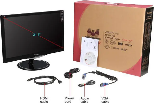 Alt view image 12 of 12 - ViewSonic VX2257-MHD 22 Inch 75Hz 2ms 1080p Entertainment Monitor with FreeSync Eye Care HDMI and DP