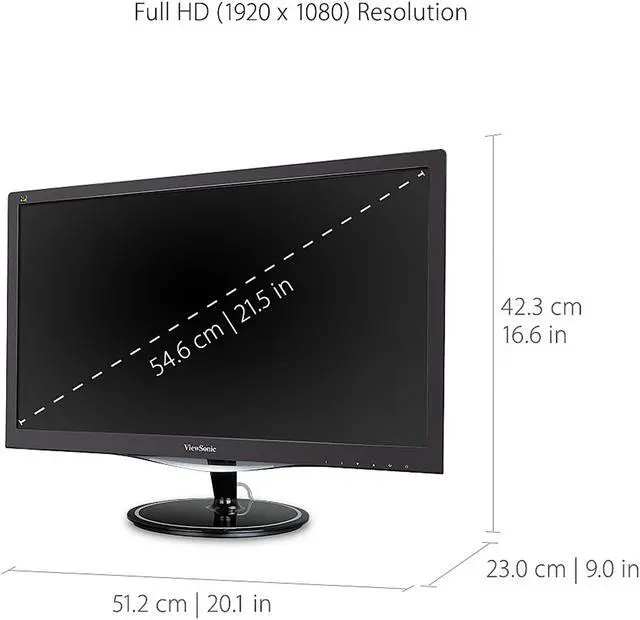Alt view image 3 of 12 - ViewSonic VX2257-MHD 22 Inch 75Hz 2ms 1080p Entertainment Monitor with FreeSync Eye Care HDMI and DP