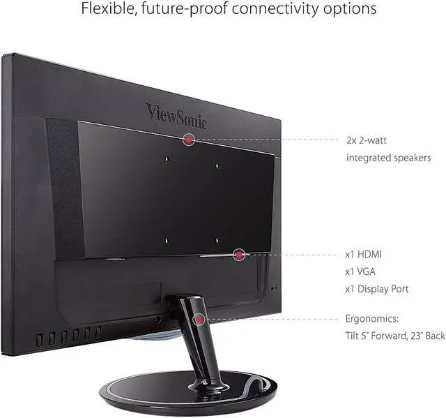 Alt view image 4 of 12 - ViewSonic VX2257-MHD 22 Inch 75Hz 2ms 1080p Entertainment Monitor with FreeSync Eye Care HDMI and DP
